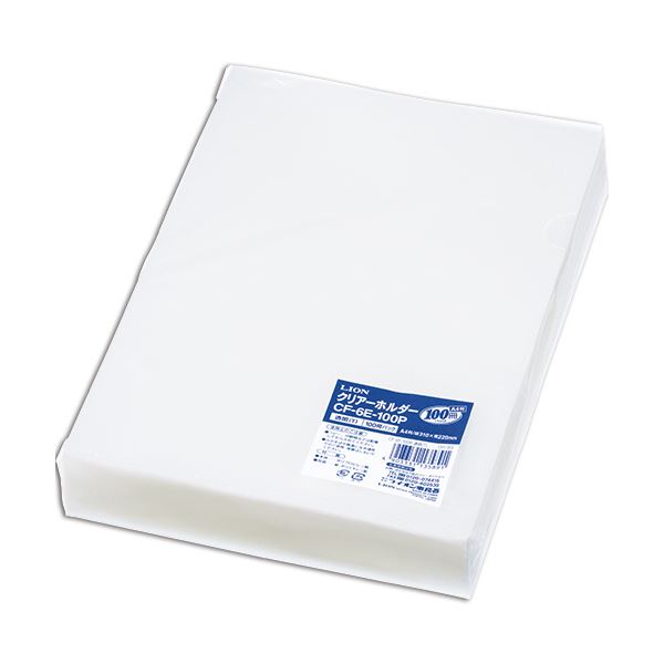 【商品名】 （まとめ）ライオン事務器 クリアーホルダー A4 厚さ0.2mm 透明 CF-6E-100P 1パック（100枚） 【×5セット】 【ジャンル・特徴】 A4サイズのクリアーホルダー。 [ 