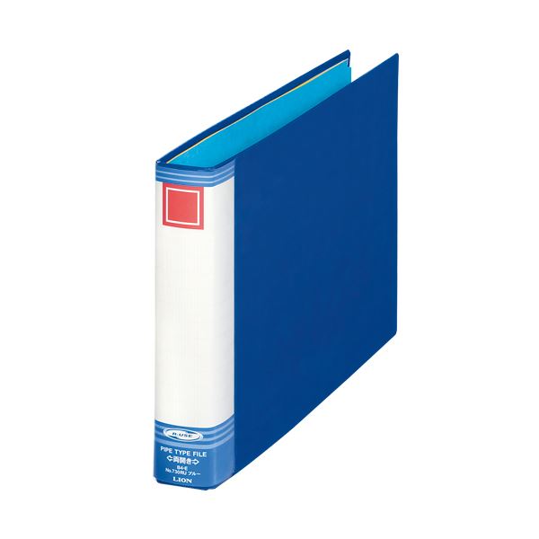 【商品名】 （まとめ）ライオン事務器 パイプ式ファイル（リユースタイプ） B4ヨコ 300枚収容 30mmとじ 背幅51mm ブルー No.730RU 1冊 【×10セット】 【ジャンル・特徴】 金具