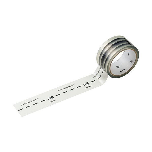 【商品名】 （まとめ）ライオン事務器 センターデザインテープ オクッテ キリトリ線 48mm×30m OT-30 1巻 【×10セット】 【ジャンル・特徴】 センターにデザインが入った梱包用OPPテー