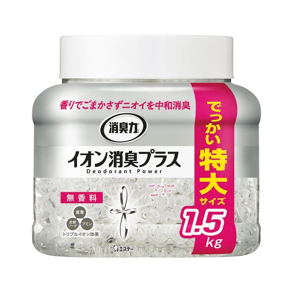 【商品名】 （まとめ） エステー 消臭力クリアビーズ イオン消臭プラス 特大 本体 無香料 【×3セット】 【ジャンル・特徴】 トリプルイオン効果でしっかり消臭。無香タイプ。 [ 350848 ]