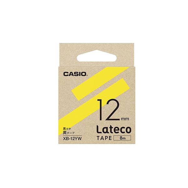 （まとめ） カシオ ラベルライター Lateco 詰め替え用テープ 12mm 黄テープ 黒文字 〔×5セット〕〔代引不可〕
