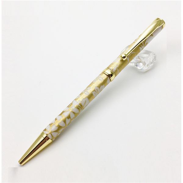 【商品名】 日本製 ハンドメイド ボールペン/文房具 【白箔金・七草】 クロスタイプ 芯：0.7mm 美濃和紙 友禅紙 文具 オフィス用品 【ジャンル・特徴】 ボールポイントペン ステーショナリー お