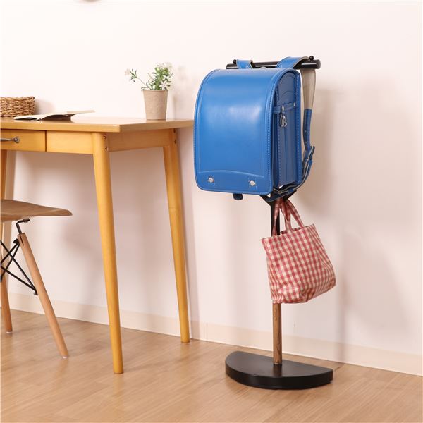 【商品名】 ランドセル収納 ポールハンガー 幅33×奥行16.5×高さ90cm ブラック 半円形 バックパックスタンド 組立品 子供部屋 ベッドルーム 【ジャンル・特徴】 ランドセル掛け バック掛け 