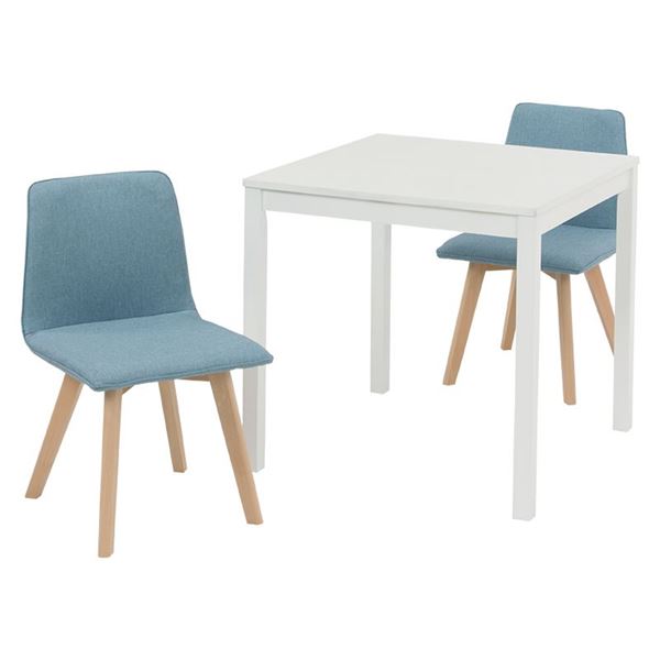 【商品名】 ダイニング 3点セット テーブル 75×75cm ホワイト×1 チェア ブルー×2 木製 組立品 リビング キッチン リビング 【ジャンル・特徴】 ダイニングテーブル 食卓テーブル 食卓机