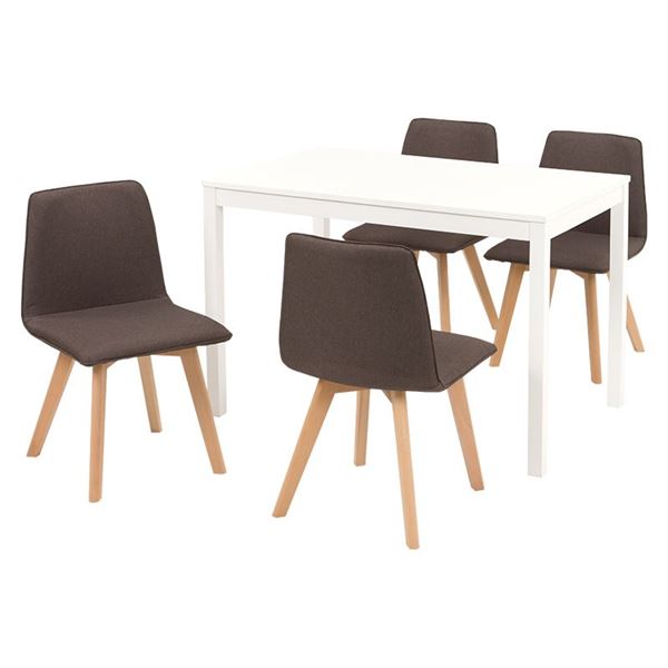 【商品名】 ダイニング 5点セット テーブル 110×70cm ホワイト×1 チェア ブラウン×4 木製 組立品 リビング キッチン リビング 【ジャンル・特徴】 ダイニングテーブル 食卓テーブル 食