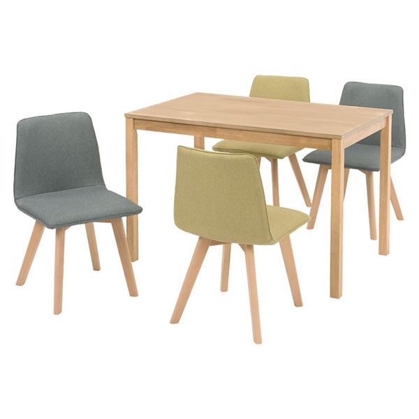【商品名】 ダイニング 5点セット テーブル 110×70cm ナチュラル×1 チェア グリーン・グレー×各色2 木製 組立品 リビング キッチン リビング 【ジャンル・特徴】 ダイニングテーブル 食