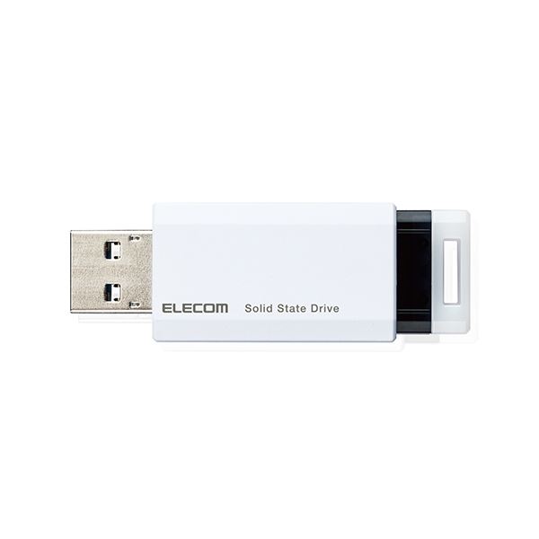 エレコム SSD 外付け ポータブル 250GB 小型 ノック式 USB3.2（Gen1）対応 ホワイト PS4/PS4Pro/PS5 ESD-EPK0250GWH〔代引不可〕