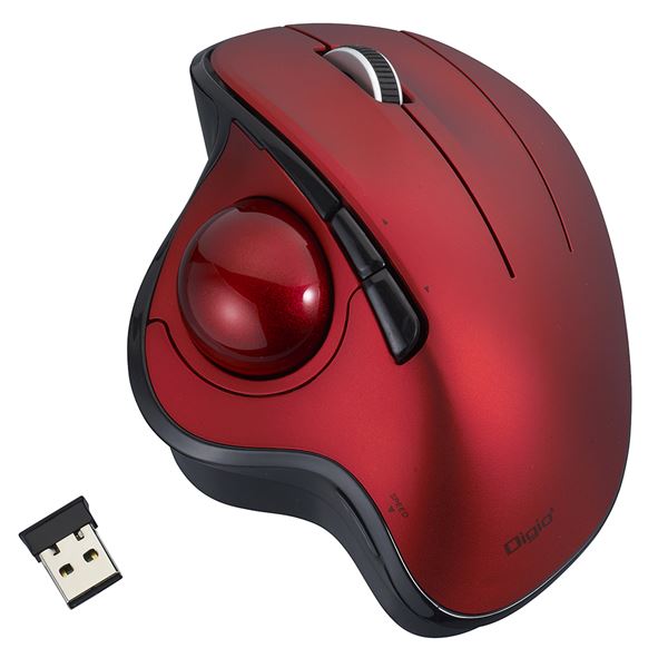 【商品名】 Digio2 無線 角度可変親指トラックボール 5ボタン/光学式 レッド MUS-TRIF180R 【ジャンル・特徴】 選べる2つの傾斜角度、エルゴ親指トラックボール。 [ MUS-TRI