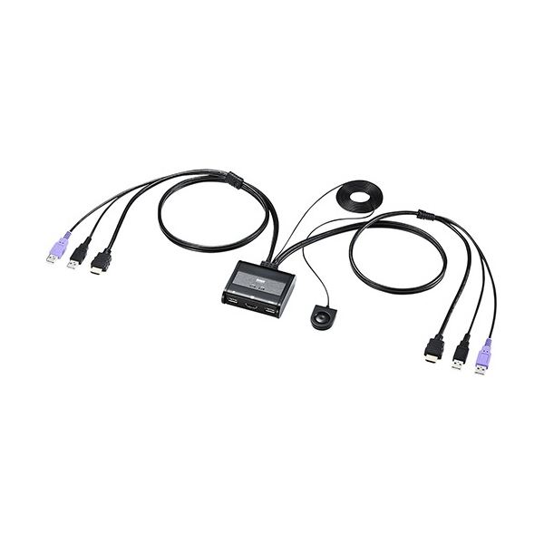 【商品名】 サンワサプライ HDMI対応 手元スイッチ付きパソコン自動切替器 (2：1) SW-KVM2WHU 1台 【ジャンル・特徴】 HDMIディスプレイ・USBキーボード・USBマウスに対応 [