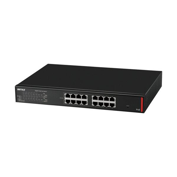 【商品名】 バッファロー 法人向け Giga対応Po E Layer2 スマートLiteスイッチ 16ポート ブラック BS-GSL2016P 1台 【ジャンル・特徴】 複数ネットワーク構築できる V