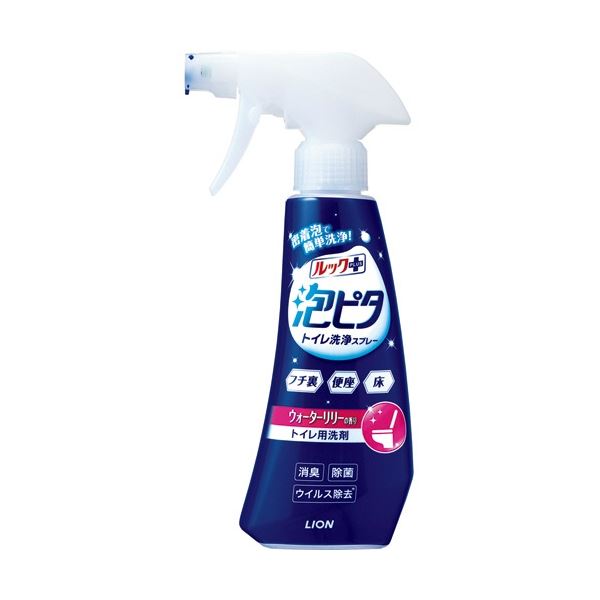 【商品名】 (まとめ) ライオン ルックプラス 泡ピタ トイレ洗浄スプレー ウォーターリリーの香り 本体 300ml 1本 【×5セット】 【ジャンル・特徴】 洗いにくい所も、泡におまかせ！フチ裏は6