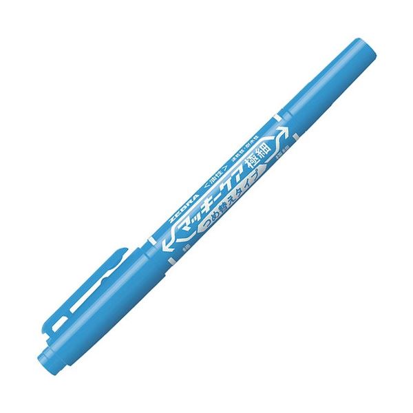 【商品名】 (まとめ) ゼブラ 油性マーカー マッキーケア 極細 つめ替えタイプ 細字+極細 ライトブルー YYTS5-LB 1セット(10本) 【×3セット】 [ YYTS5-LB ]