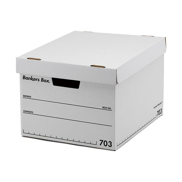 【商品名】 フェローズ バンカーズボックス 703sボックス A4 ふた付 ホワイト/ブラック 1005901 1セット(9個：3個×3パック) 【ジャンル・特徴】 オフィス内での調和も取れて収納効率