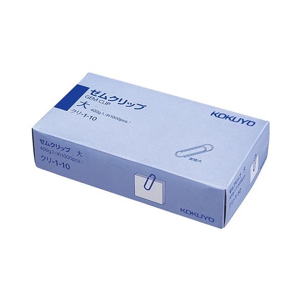 【商品名】 コクヨ ゼムクリップ 大 28mm クリ-1-10 1セット(約40000本：約1000本×40箱) 【ジャンル・特徴】 しっかり挟めるゼムクリップ。 [ クリ-1-10 ]