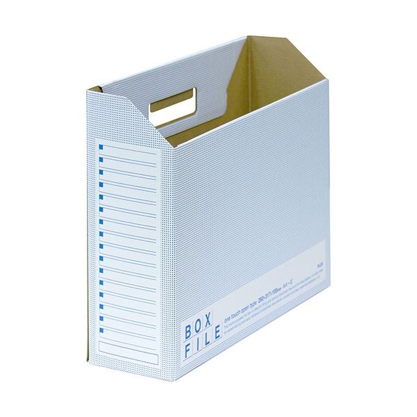 【商品名】 プラス ボックスファイル エコノミータイプ A4ヨコ 背幅100mm ブルー FL-099BF 1セット(50冊：10冊×5パック) 【ジャンル・特徴】 エコノミータイプのボックスファイル