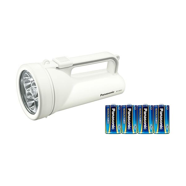 【商品名】 パナソニック ワイドパワーLED強力ライト 乾電池エボルタNEO単1形4本付 ホワイト BF-BS02K-W 1個 【ジャンル・特徴】 大型スライドスイッチで操作しやすい [ BF-BS0