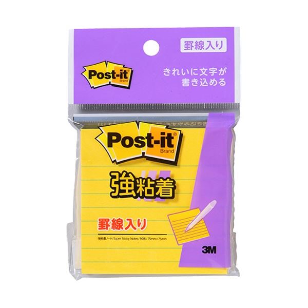 【商品名】 (まとめ) 3M ポスト・イット 強粘着ノートラインノート 75×75mm ビビットイエロー 630SS-YN 1冊 【×30セット】 【ジャンル・特徴】 罫線入だから走り書きやメモにぴっ