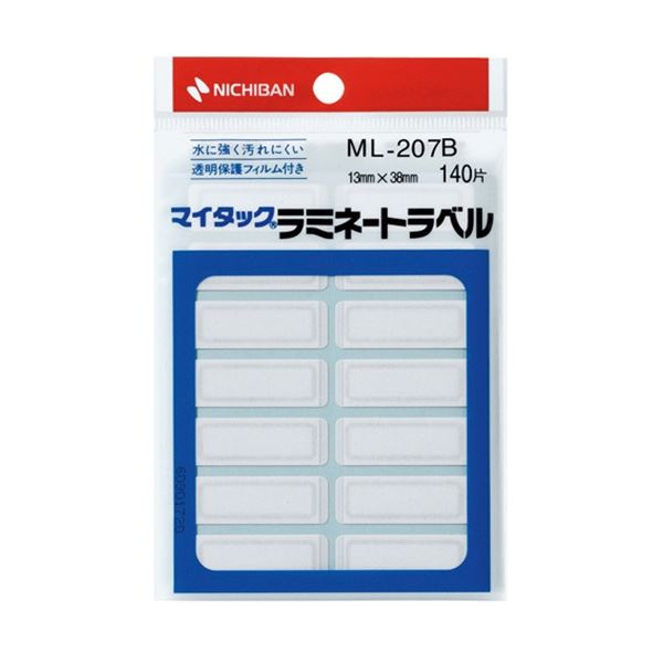 【商品名】 (まとめ) ニチバン マイタック ラミネートラベル 13×38mm 青枠 ML-207B 1セット(1400片：140片×10パック) 【×5セット】 [ ML-207B ]