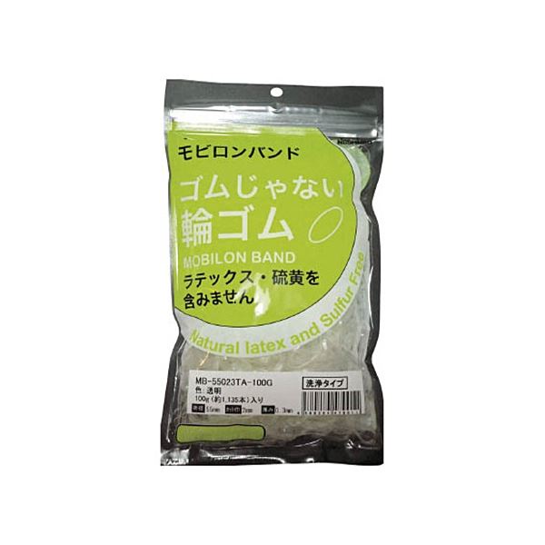 【商品名】 (まとめ) 日清紡 モビロンバンド 55×2×0.3mm 透明/洗浄タイプ 100g MB-550.3 TA-100G 1袋(1135本) 【×5セット】 [ MB55023TA100G 
