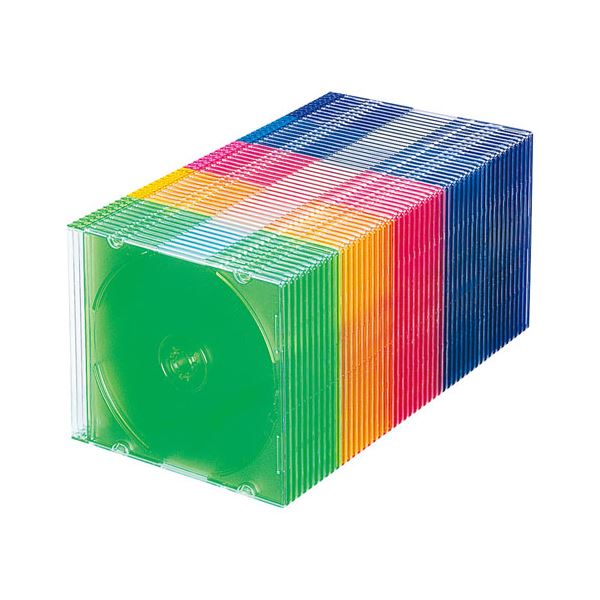 【商品名】 サンワサプライ Blu-ray・DVD・CDケース(スリムタイプ・50枚セット・5色ミックス) FCD-PU50MXN2 【ジャンル・特徴】 薄さ約5mm省スペースにメディアを収納できます