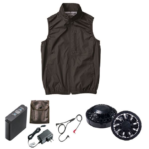 【商品名】 KU92140 空調服 R ポリエステル製 遮熱 タチエリ ベスト FAN2200B・RD9261・LIPRO2セット ブラック L