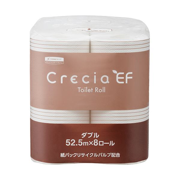 【商品名】 （まとめ）日本製紙クレシアクレシアEFトイレットロール ダブル 52.5m 1セット(64ロール：8ロール×8パック)【×3セット】 【ジャンル・特徴】 やわらかな肌ざわりを実現しながらも