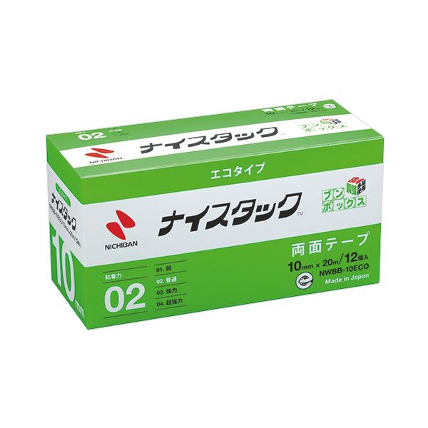【商品名】 （まとめ）ニチバン ナイスタック エコタイプ両面テープ ブンボックス 大巻 10mm×20m NWBB-10ECO 1パック(12巻)【×3セット】 [ NWBB-10ECO ]