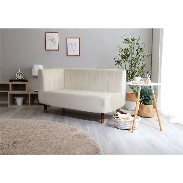 【商品名】 ソファー 約112×57.5×65cm ホワイト 脚：ブラウン 日本製 大人かわいいインテリア 片肘2人掛けソファ 完成品 脚のみ組立て 【ジャンル・特徴】 ソファー ソファ リビング ダ