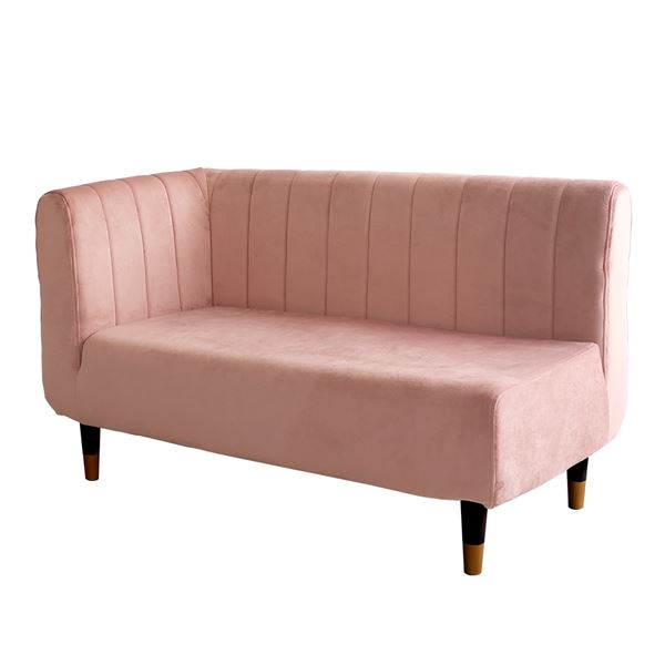 【商品名】 ソファー 約112×57.5×65cm ピンク 脚：ブラック 日本製 大人かわいいインテリア 片肘2人掛けソファ 完成品 脚のみ組立て 【ジャンル・特徴】 ソファー ソファ リビング ダイ