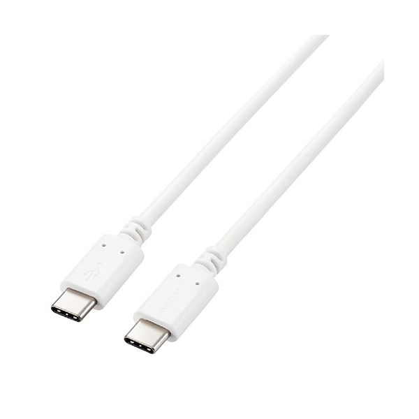 【商品名】 エレコム USB2.0ケーブル(認証品、USB Type-C(TM) to USB Type-C(TM)) 1m ホワイト U2C-CC5PC10NWH 【ジャンル・特徴】 ケーブル両端に