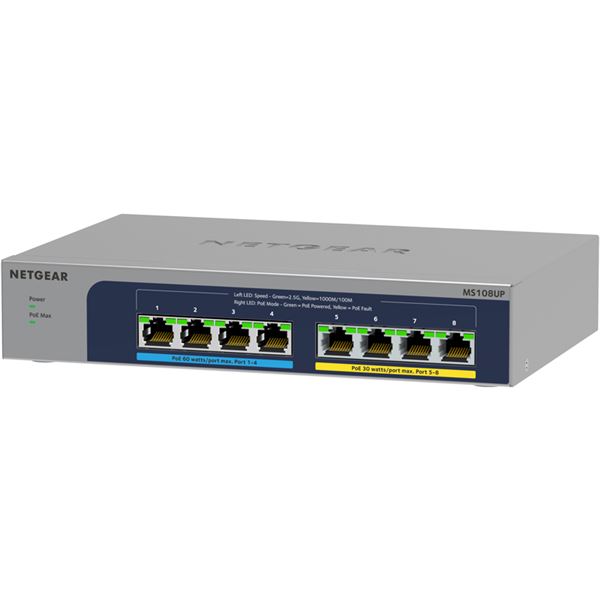 NETGEAR Inc. Ultra60 PoE++対応 (230W)1G/2.5Gマルチギガ8ポートアンマネージスイッチ MS108UP-100JPS〔代引不可〕