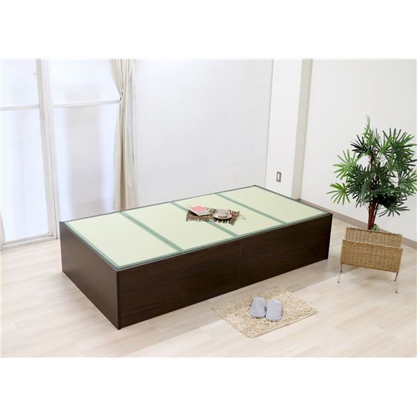 【商品名】 ベッド 寝具 約幅100cm ボックス・ハイ シングル ダークブラウン 日本製 通気性 薄型 畳付き ヘッドレス 畳ベッド桔梗 組立式 【ジャンル・特徴】 ベッド 寝具 ベッドフレーム ベ