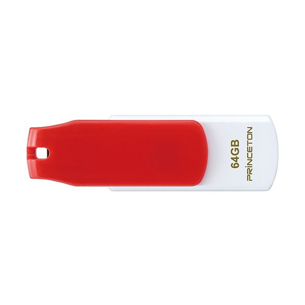 プリンストン USBフラッシュメモリーストラップ付き 64GB レッド/ホワイト PFU-T3KT/64GMGA 1個〔代引不可〕