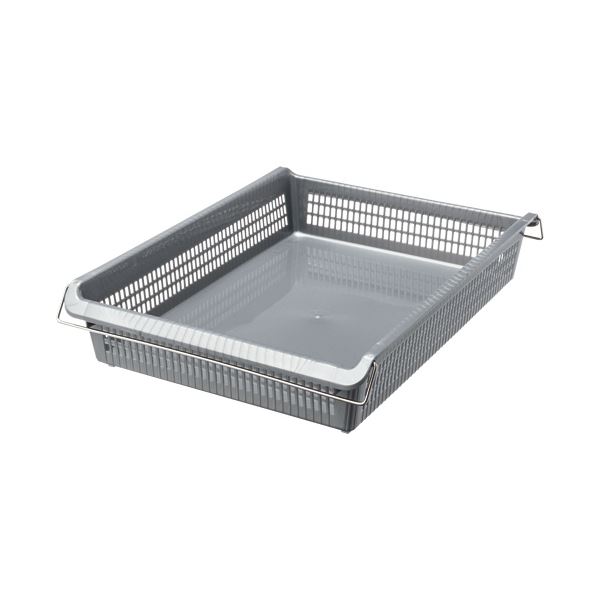 【商品名】 （まとめ）伊藤忠リーテイルリンクスタックトレーメタルハンドル付 浅型大 グレー STA3S 1個【×5セット】 【ジャンル・特徴】 書類や小物の整理整頓、様々な用途で使えるスタックトレー 