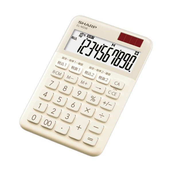 (まとめ）シャープ カラー・デザイン電卓 10桁ミニナイスサイズ ベージュ系 EL-M336-CX 1台〔×5セット〕〔代引不可〕