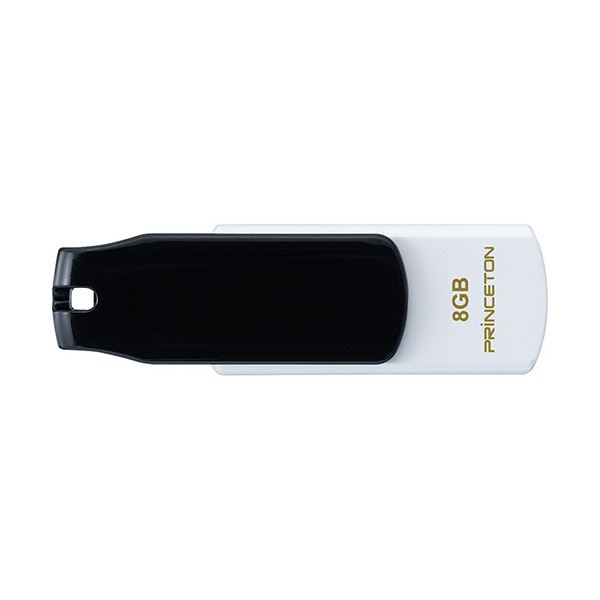 (まとめ）プリンストン USBフラッシュメモリーストラップ付き 8GB ブラック/ホワイト PFU-T3KT/8GBKA 1個〔×10セット〕〔代引不可〕