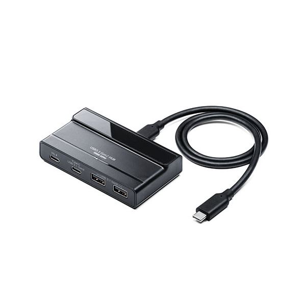 サンワダイレクト USBType-Cハブ (ブラック・USB3.1 Gen2・USB PD対応・4ポート・バス/セルフパワー対応) 400-HUB075BK1個〔代引不可〕