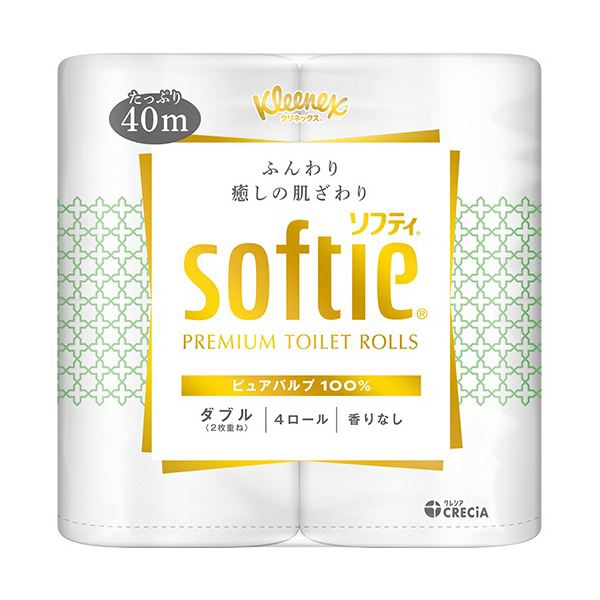 【商品名】 （まとめ） 日本製紙クレシア クリネックス ソフティダブル 40m 1セット（40ロール：4ロール×10パック） 【×3セット】 【ジャンル・特徴】 品質にこだわったふんわり癒しの肌ざわり