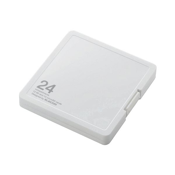 （まとめ） エレコムSD／microSD用メモリカードケース プラスチックタイプ ホワイト インデックス台紙付 CMC-SDCPP24WH1個 〔×10セット