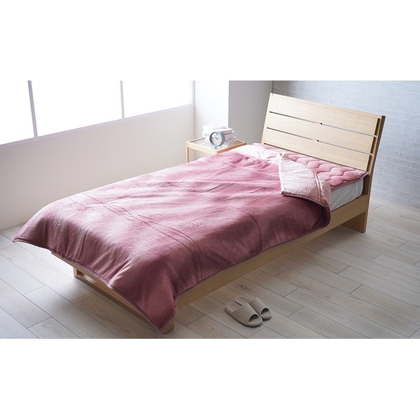 【商品名】 寝具 毛布 蓄熱わた入り 再生ポリエステル綿 肌触りなめらか ボリューム あったか 洗える 清潔 シングルサイズ 約140×200cm ワイン