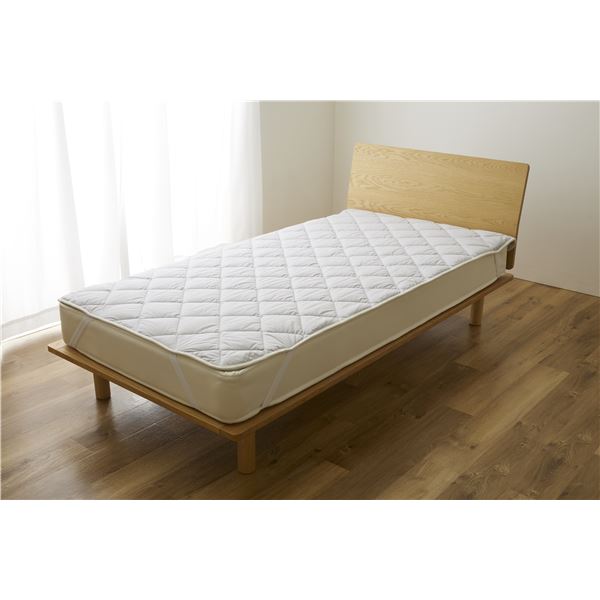 Sleep Niceday フランス産ウォッシャブルウール100%使用した ベッドパッド 日本製・消臭・吸湿 セミシングル（SS） ライトグレー〔代引不