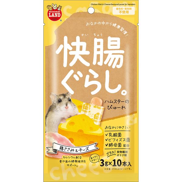 【商品名】 （まとめ）マルカン 快腸ぐらし ハムスターのぴゅーれ 鶏ささみ＆チーズ 3g×10本 ハムスターフード 【10セット】 【ジャンル・特徴】 おなかの中から健康習慣！