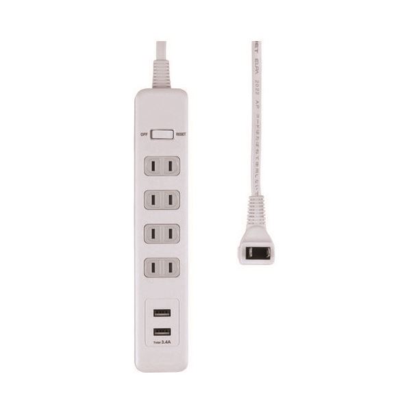 【商品名】 朝日電器 集中SW付USBタップ WLS-4232BUA(W)