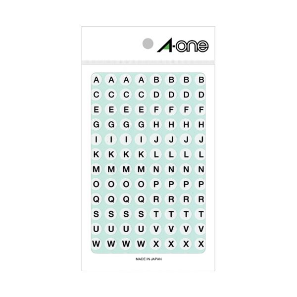 【商品名】 （まとめ） エーワン特殊ラベル 丸型 アルファベット 直径9mm 白（黒文字） 「A~Z」各16片 08090 1パック 【×5セット】