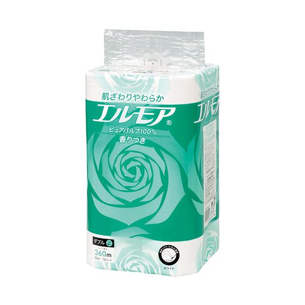 【商品名】 （まとめ） カミ商事エルモアトイレットロール 花の香り ダブル 30m 1パック（12ロール） 【×2セット】