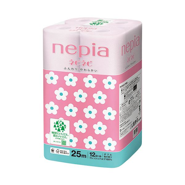 【商品名】 王子ネピアネピネピ トイレットロール ダブル 25m 桜の香り（桜色） 1セット（72ロール：12ロール×6パック）