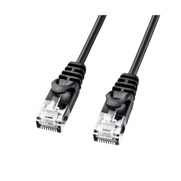 【商品名】 （まとめ） サンワサプライカテゴリ6準拠極細LANケーブル ブラック 1m LA-SL6-01BK 1本 【×2セット】