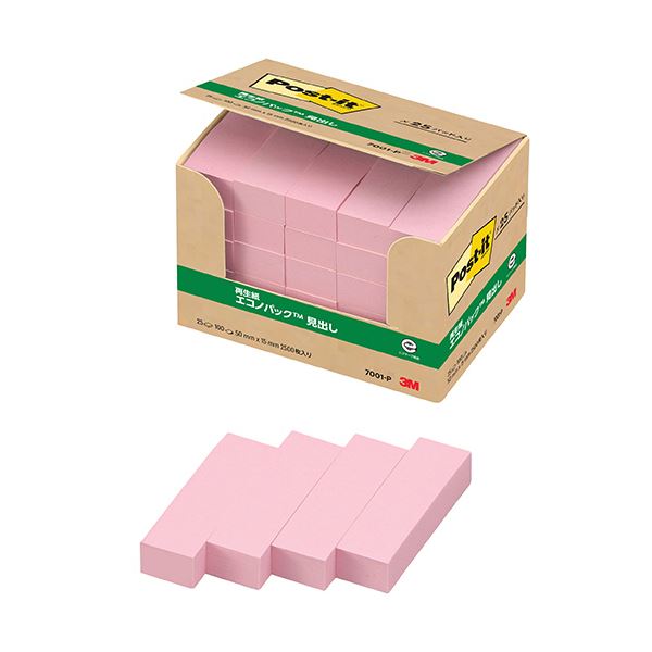【商品名】 （まとめ） 3Mポスト・イット エコノパック 見出し 再生紙 50×15mm ピンク 7001-P 1パック（25冊） 【×2セット】