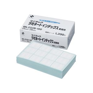 【商品名】 ニチバンマイタック ラミネートインデックス 保護フィルム付 中 23×29mm 青枠 業務用パック ML232B-1001パック（1200片：12片×100シート）