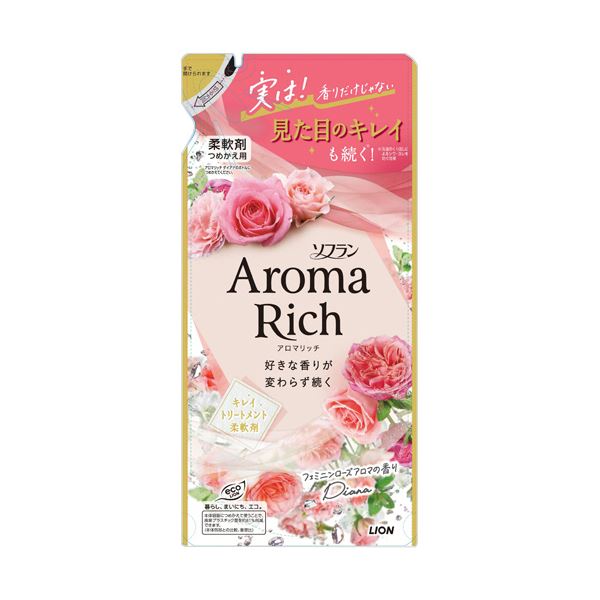 【商品名】 （まとめ） ライオン ソフランアロマリッチ ダイアナ つめかえ用 380m L 1パック 【×5セット】